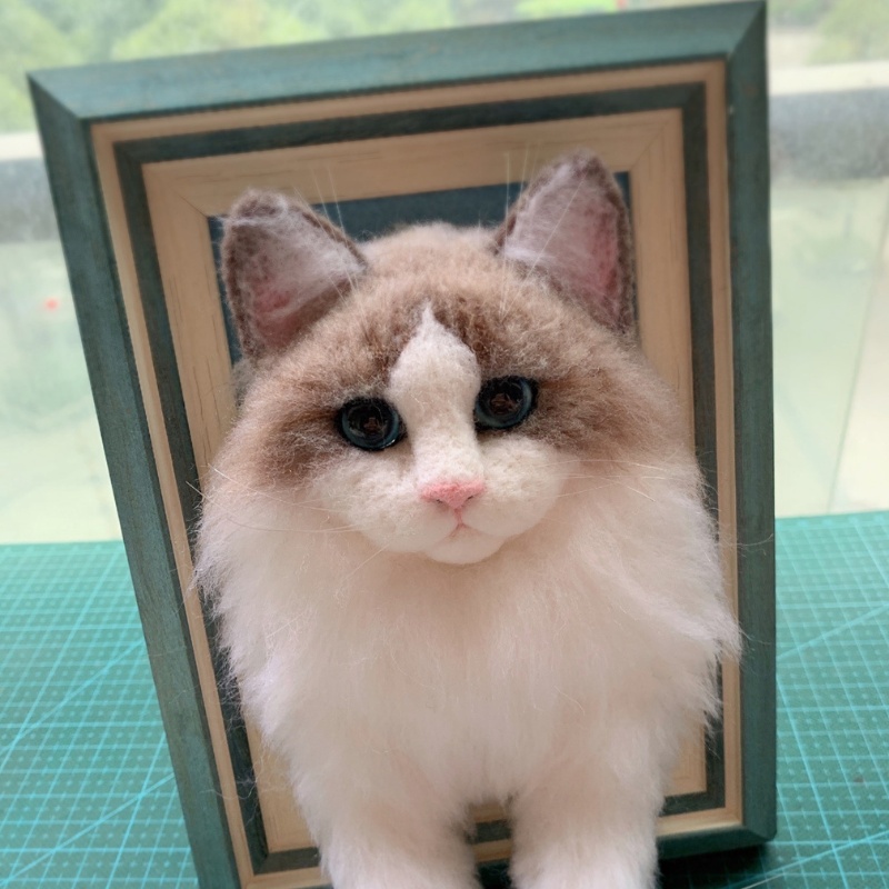 Custom Pet Half Length Portrait of Needle Felted with Frame 3