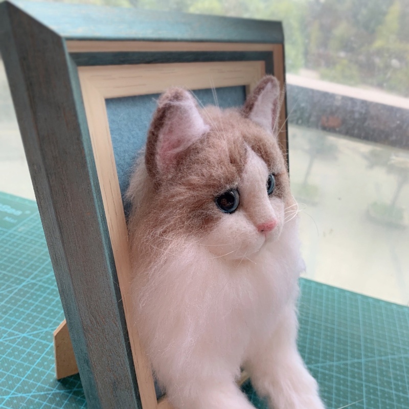 Custom Pet Half Length Portrait of Needle Felted with Frame 4