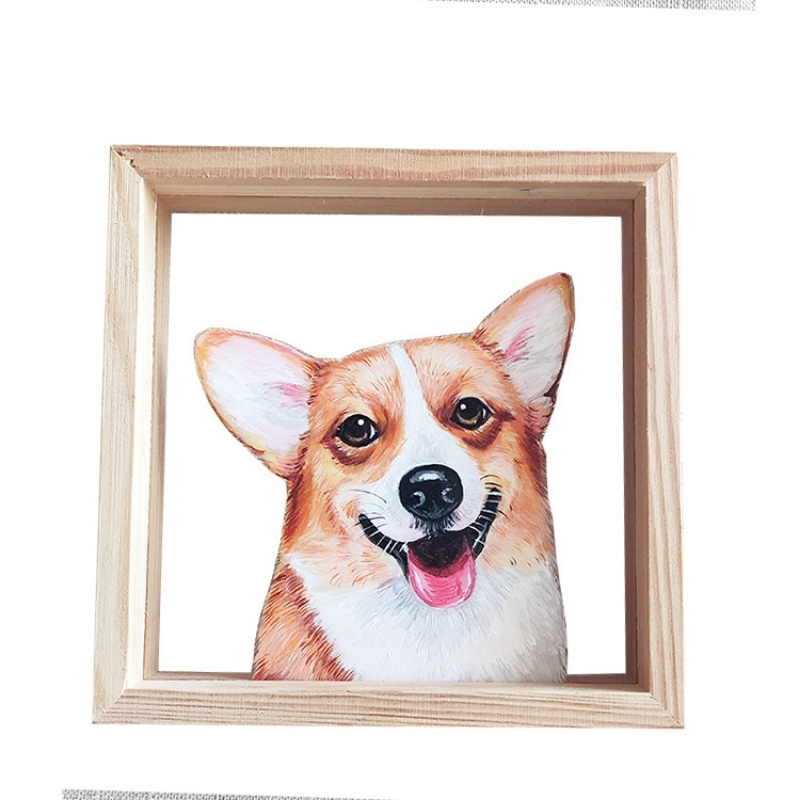 Hand Painted Pet Custom Glass Painting with Frame 2