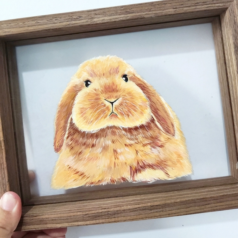 Hand Painted Pet Custom Glass Painting with Frame 4